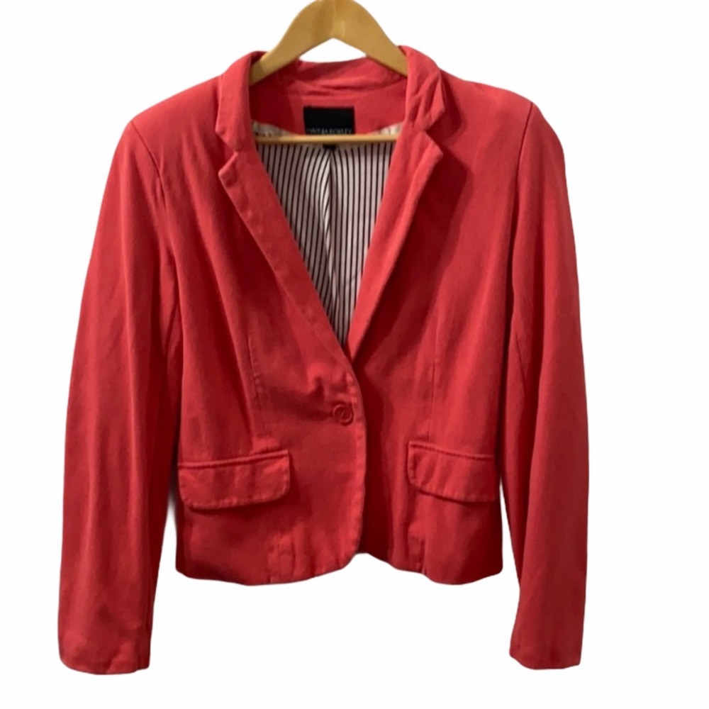 Coral Cynthia Rowley single breast cotton blazer